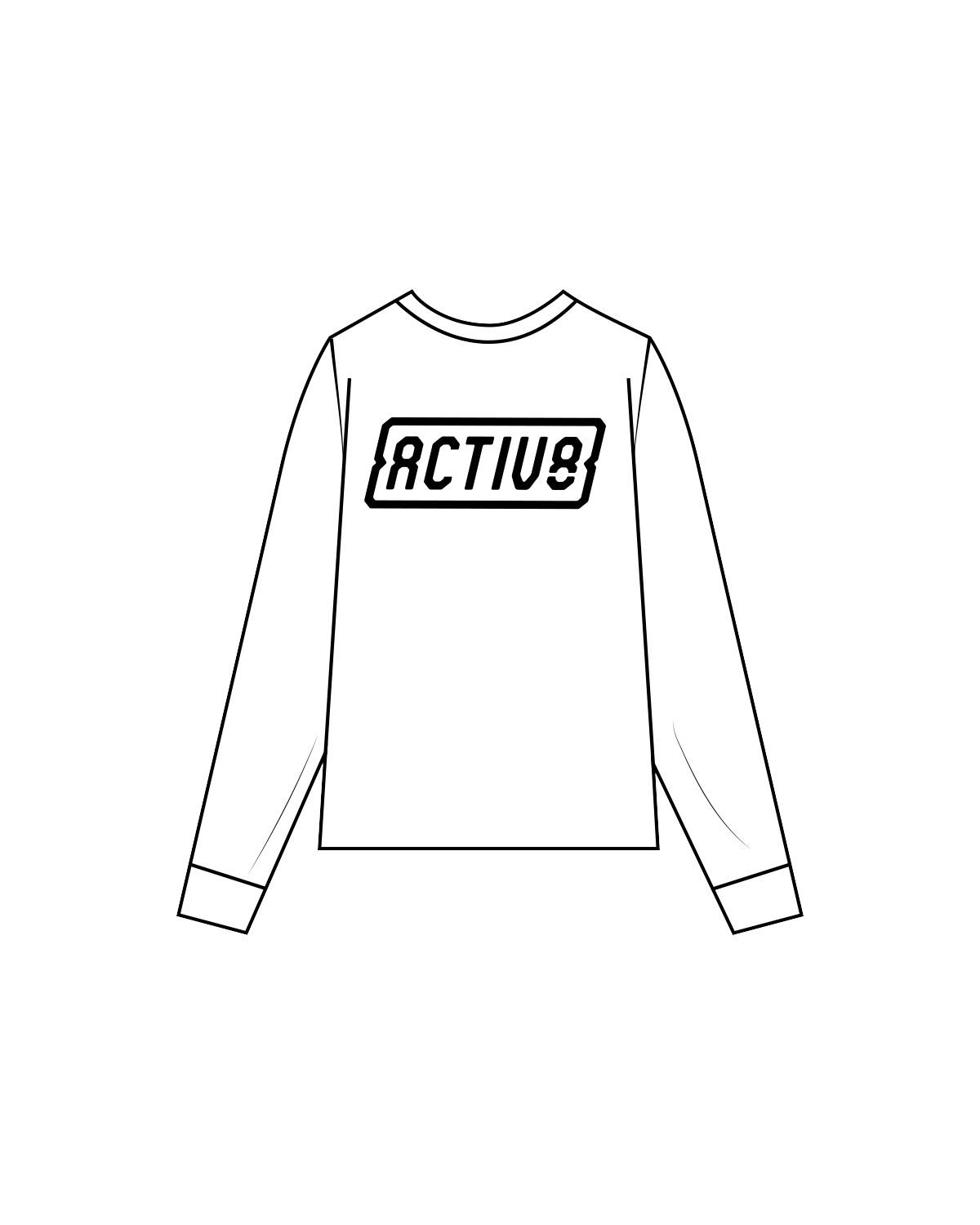 The Mens Long Sleeve - White - Activ8 - Left Chest / Back - Black