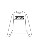 The Mens Long Sleeve - White - Activ8 - Left Chest / Back - Black