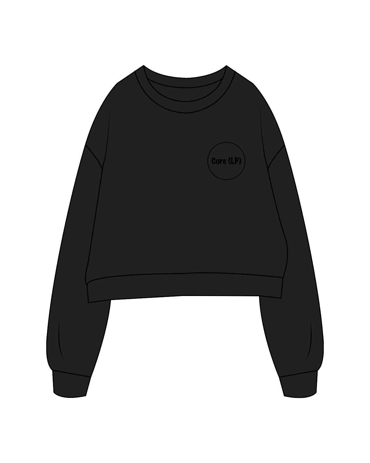 The Oversized Crop - Black - Core(LP) - Left Chest / Wingspan - Black