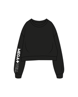 The Oversized Crop - Black - Mega + Well - Right Sleeve Logo - White