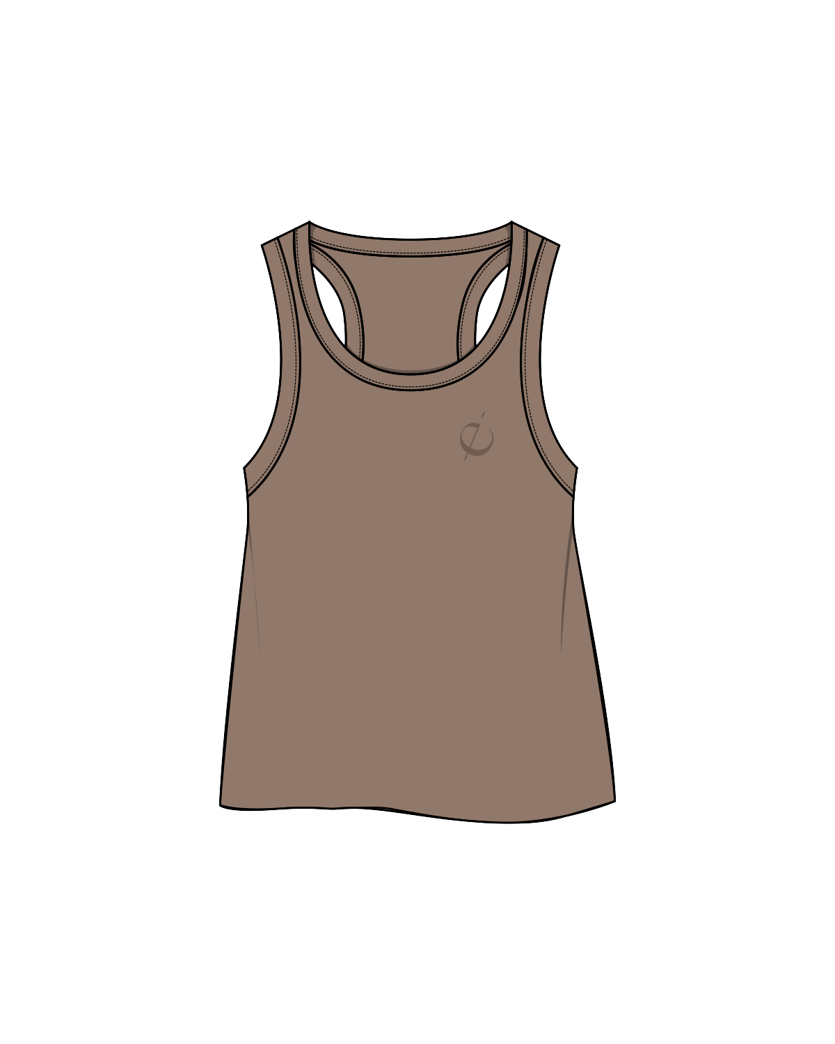 The Crop Tank - Cacao - Eleve Fitness - Left Chest - Cacao