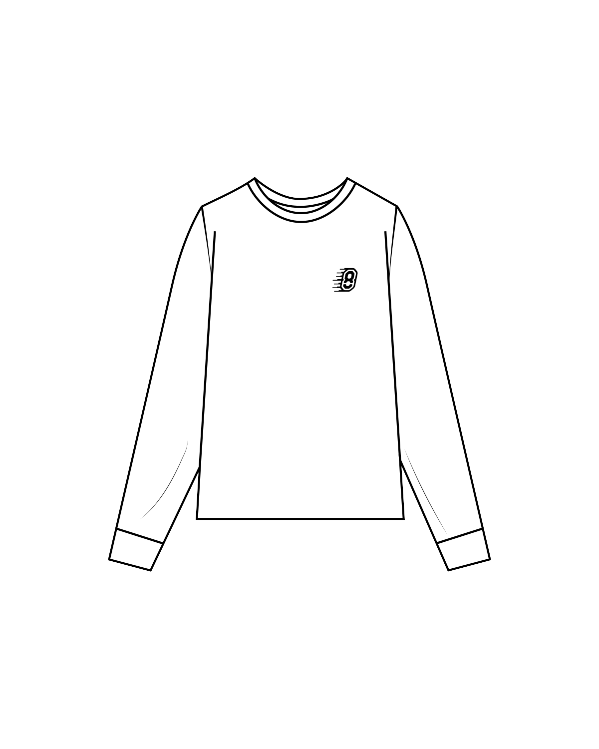 The Mens Long Sleeve - White - Activ8 - Left Chest / Back - Black