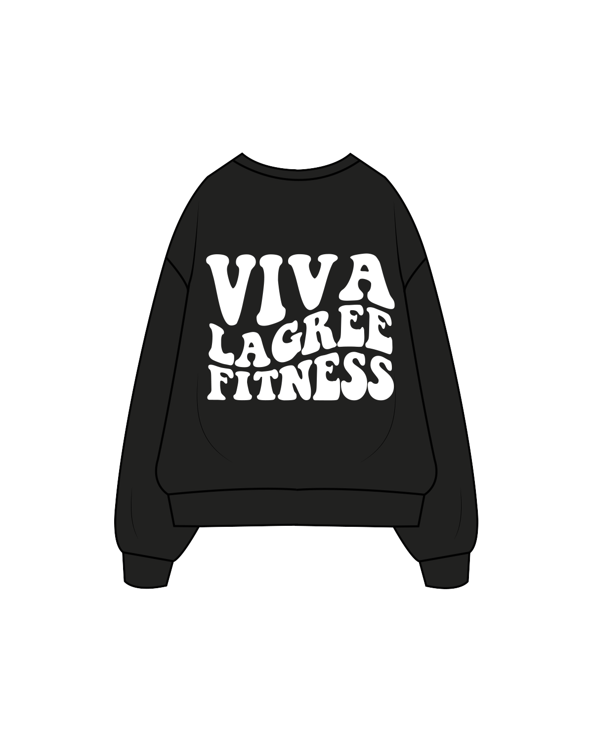 The Womens Crewneck - Black - Viva Lagree - 'est 2022' Front Center / 'Viva Lagree' Wavy Back - White