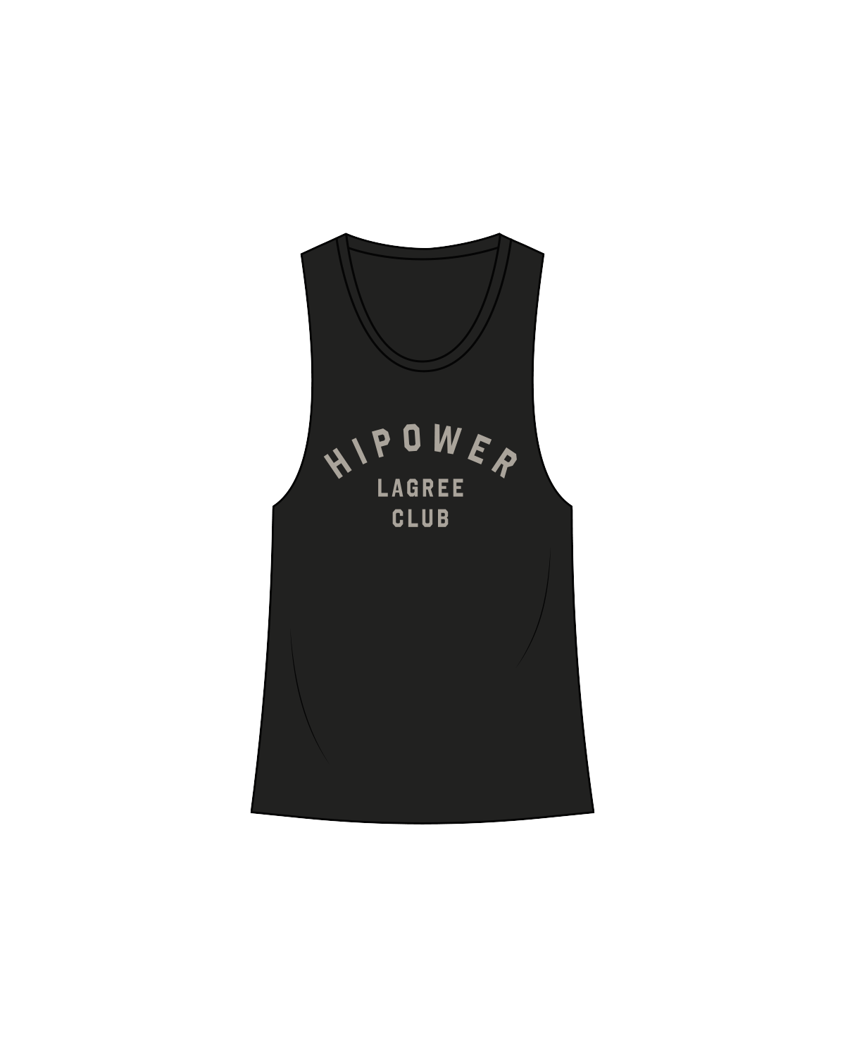 The Womens Racerback Tank - Black - HiPower - Front / Back - Bone