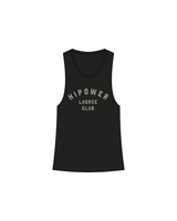 The Womens Racerback Tank - Black - HiPower - Front / Back - Bone