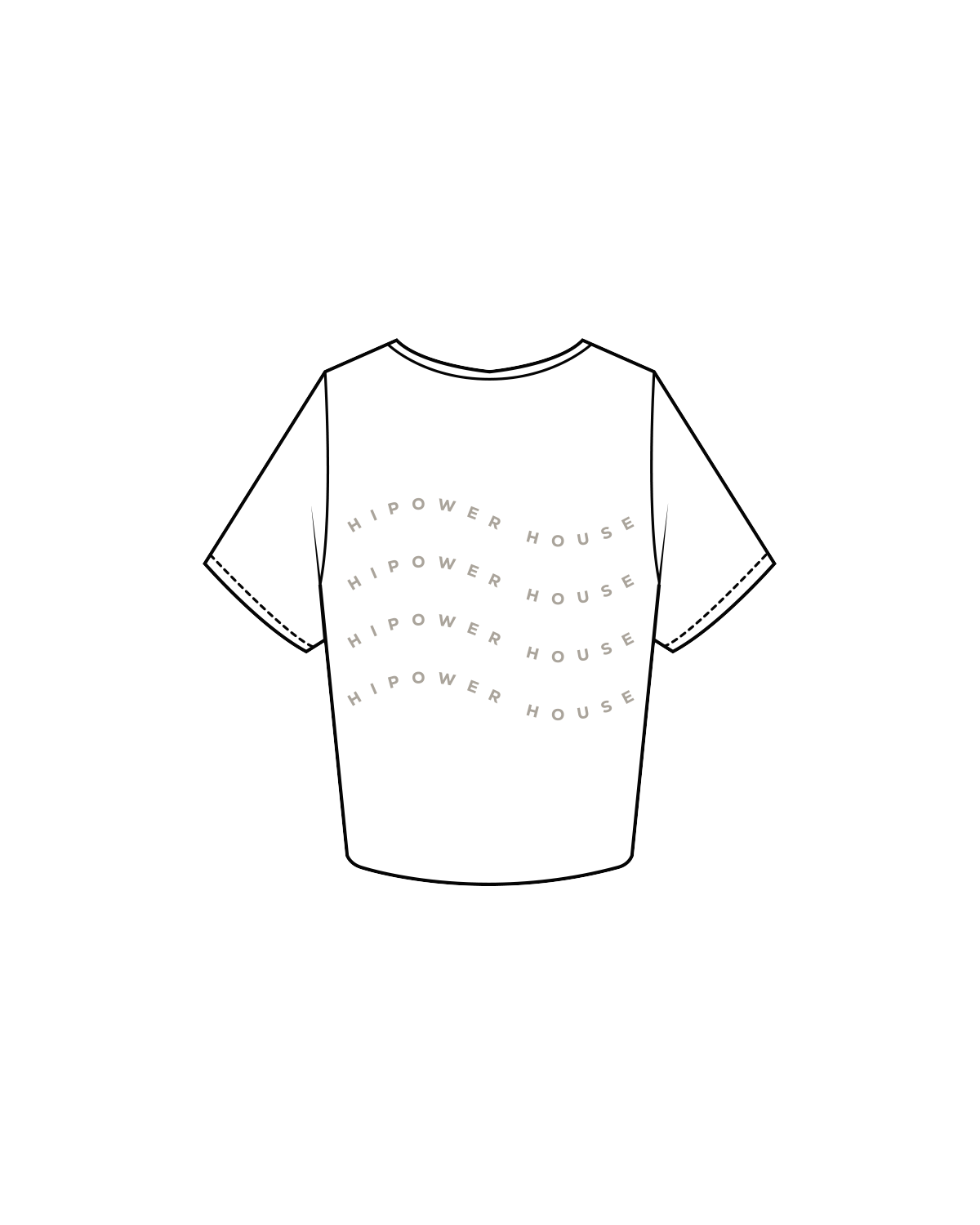 The Crop Tee - White  - HiPower - Front / Back - Bone
