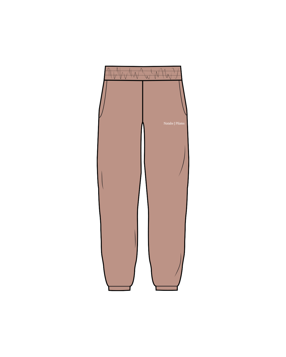 The Womens Sweatpants - Clay - Natalie J Pilates - Left Thigh Logo - White