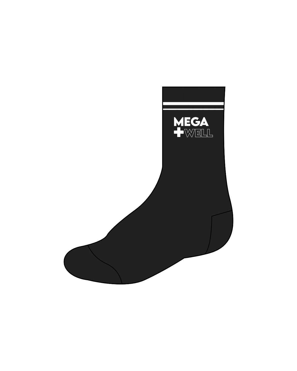The Crew Socks - Black - Mega + Well - White