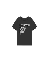 The Womens Heavyweight Tee - Washed Black - Clearly Pilates - Center - White
