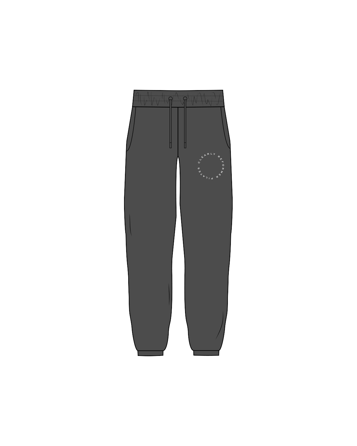 The Womens Classic Sweatpants - Washed Black - Clearly Pilates - Left Thigh - White
