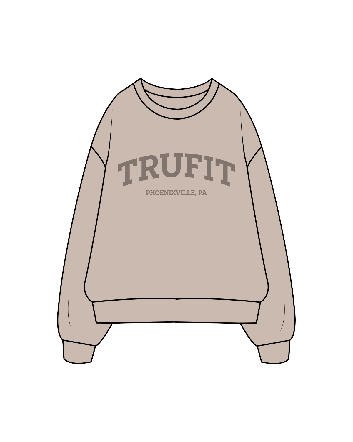 The Womens Crewneck - Bone - Trufit Pilates - Center Chest / Neckline - Bone