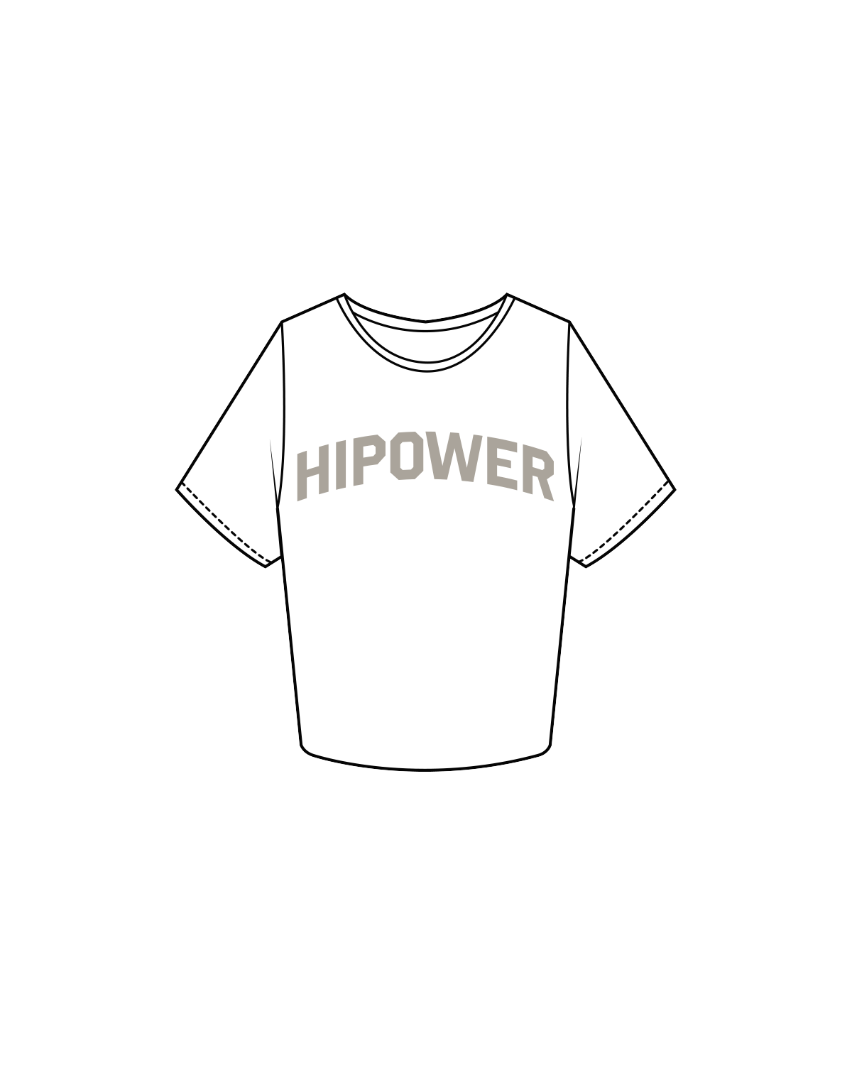 The Crop Tee - White  - HiPower - Front / Back - Bone
