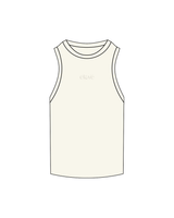 The Ribbed Full Length Tank - Off White - Eleve Fitness - Center - Off White Embroidered