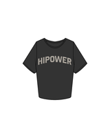 The Crop Tee - Washed Black  - HiPower - Front / Back - Bone