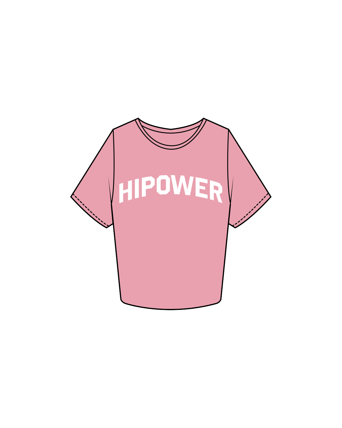 The Crop Tee - Bubblegum - HiPower - Front / Back - White