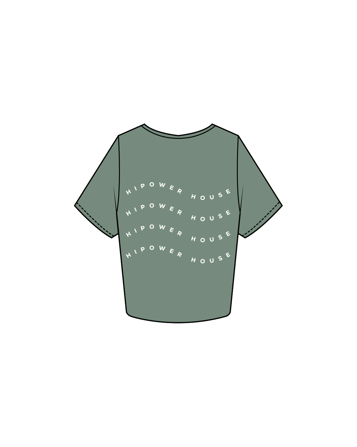 The Crop Tee - Sage - HiPower - Front / Back - White