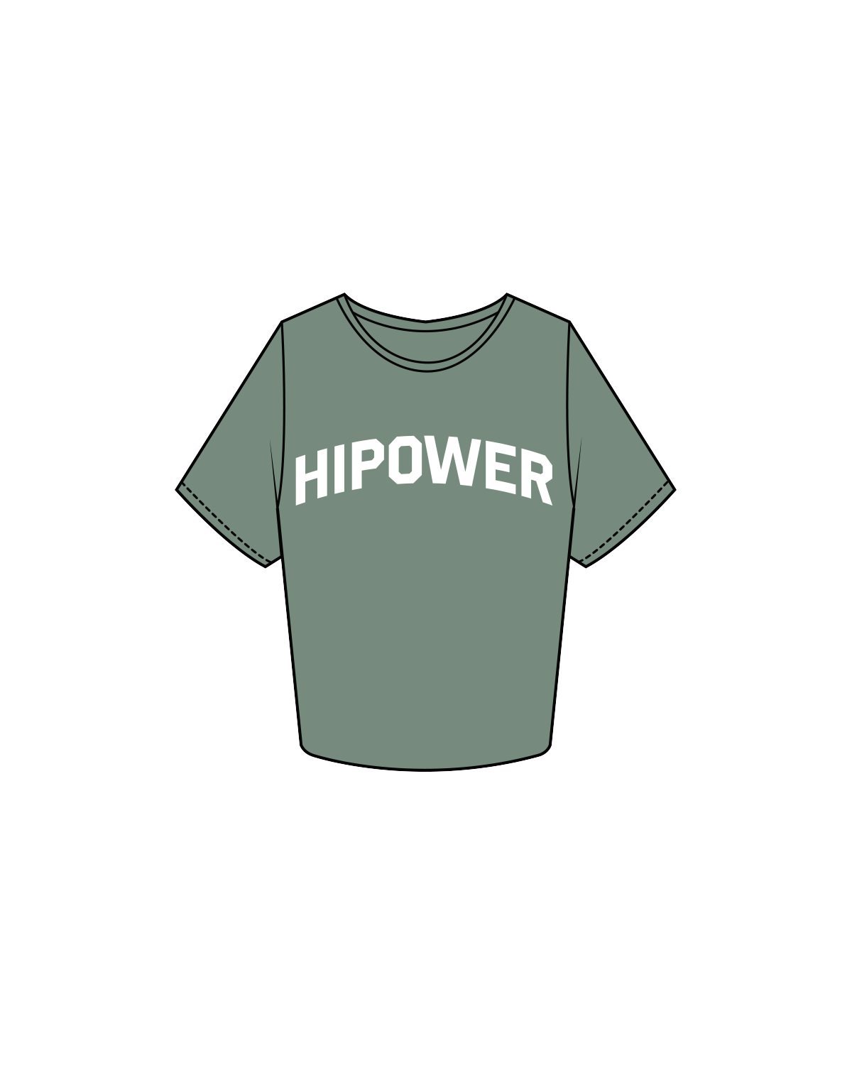 The Crop Tee - Sage - HiPower - Front / Back - White