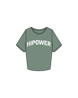 The Crop Tee - Sage - HiPower - Front / Back - White