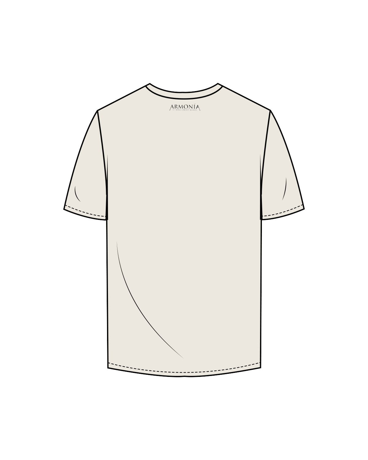 The Mens Tee - Off White - Armonia - Left Chest / Back - Black