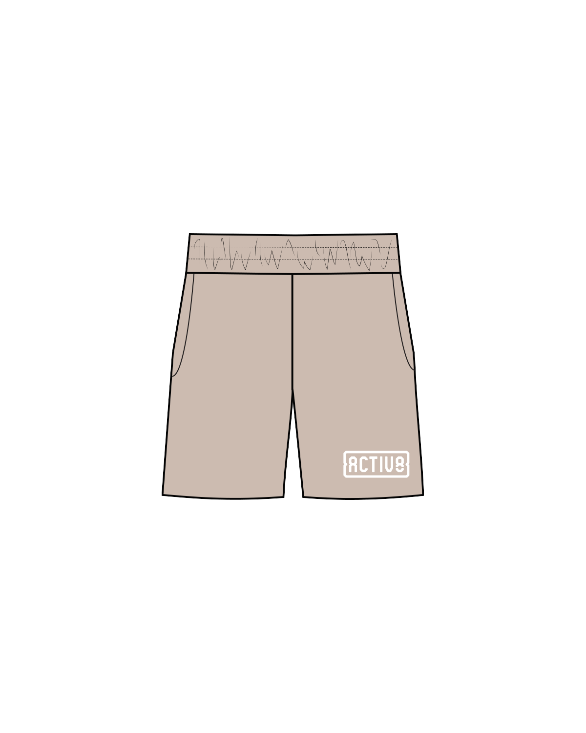 The Mens Sweat Short - Bone - Activ8 - Left Thigh - White