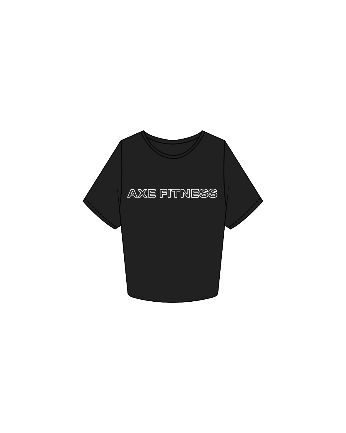The Crop Tee - Black - Axe Fitness - Center Chest - White