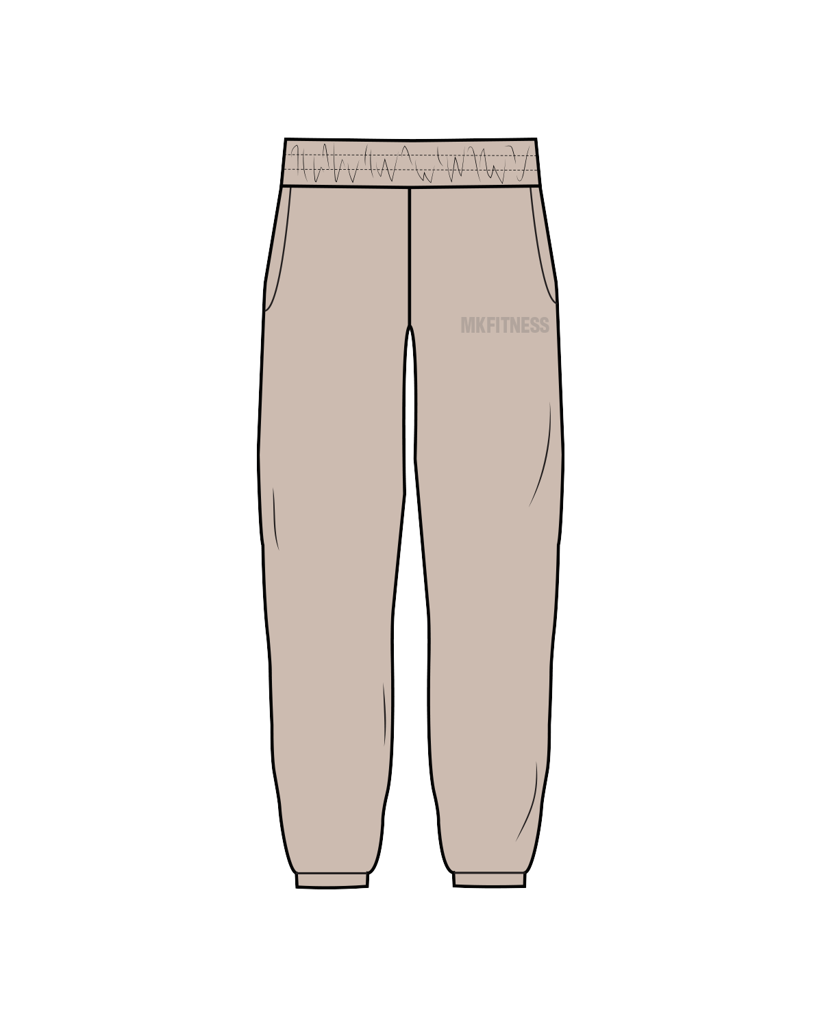 The Womens Sweatpants - Bone - MK Fitness - Left Thigh Logo - Tone on Tone