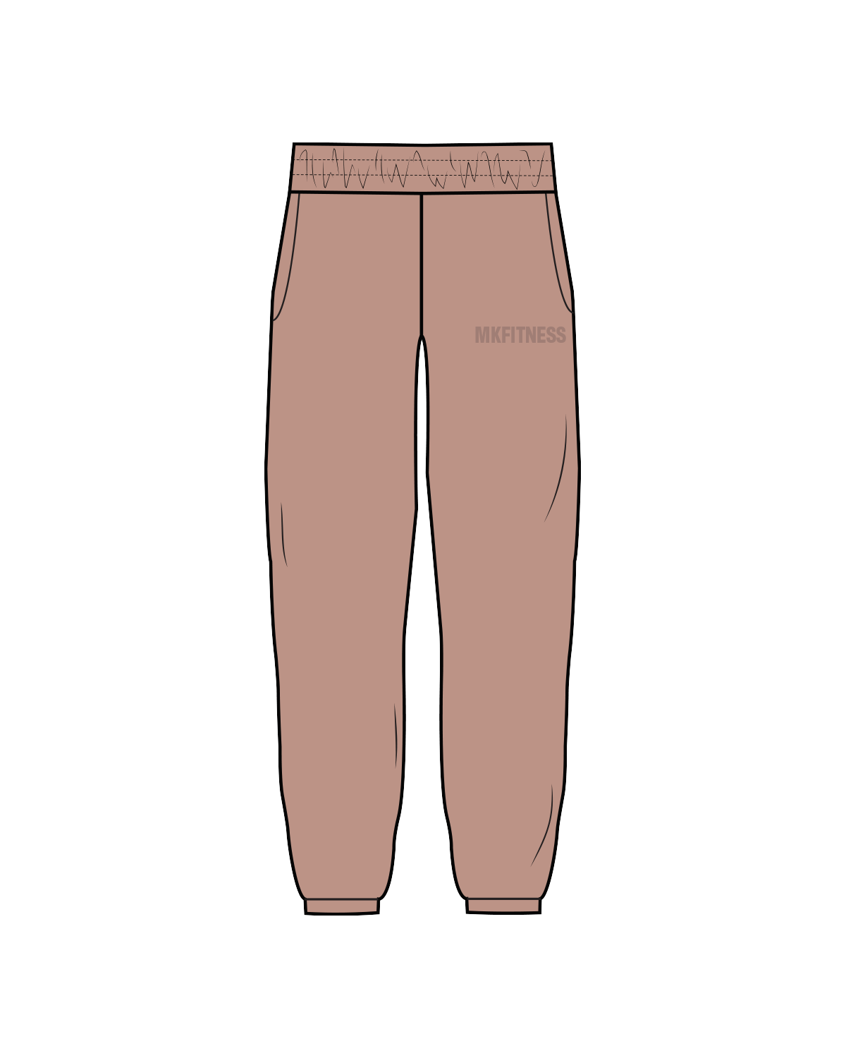 The Womens Sweatpants - Clay - MK Fitness - Left Thigh Logo - Tone on Tone
