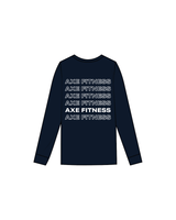 The Mens Long Sleeve - Navy - Axe Fitness - Front / Back - White