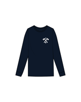 The Mens Long Sleeve - Navy - Axe Fitness - Front / Back - White