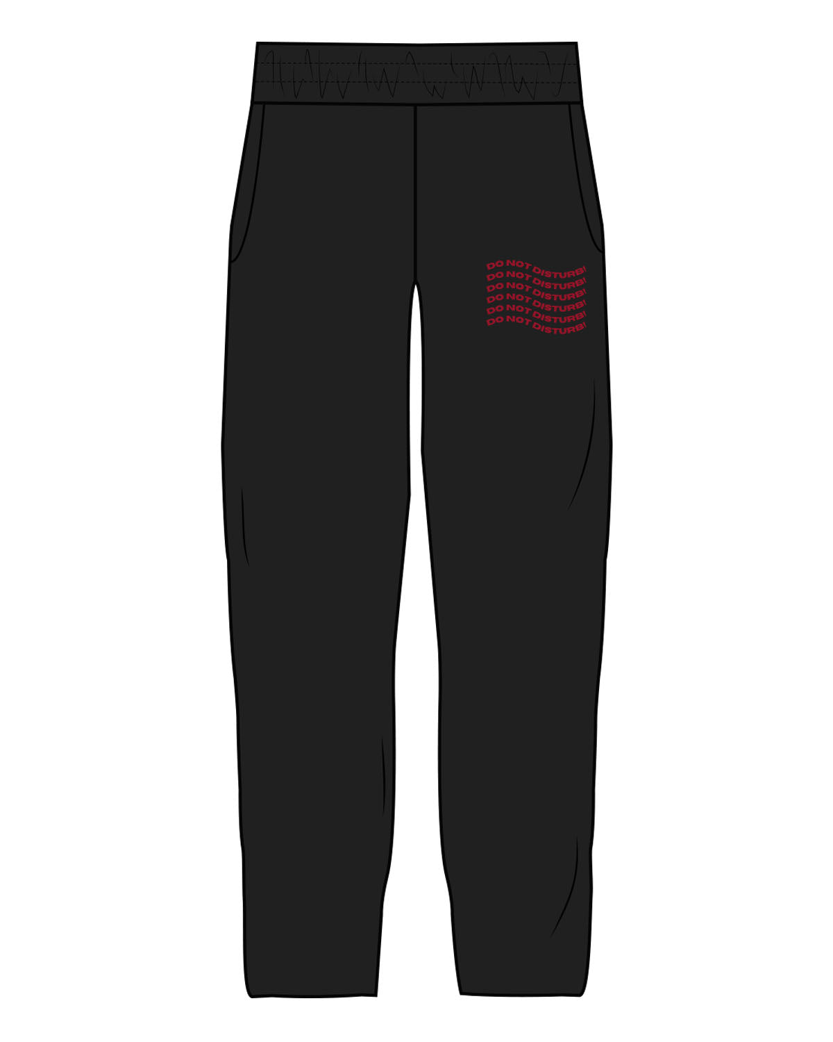 The Mens Straight Leg Sweatpants - Black - Renew - Left Leg Stacked - Red