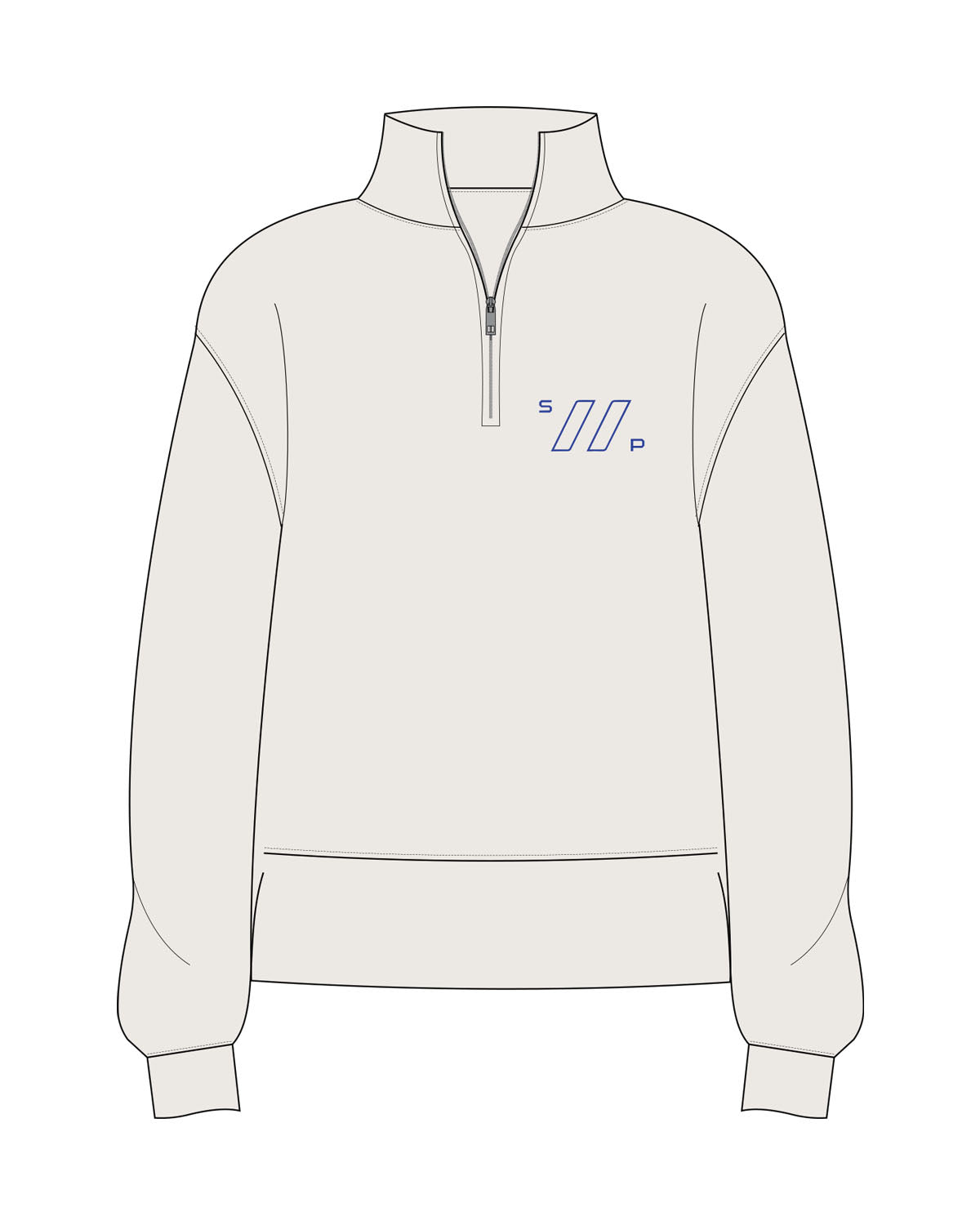 The Mens 1/4 Zip - Bone - Hustl Athletic - Left Chest - Printed - Blue