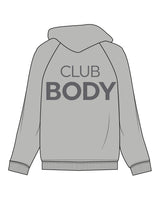 The Recycled Unisex Zip Hoodie - Heather - Club Body - Left Chest - Back Center Stacked - Printed - Charcoal
