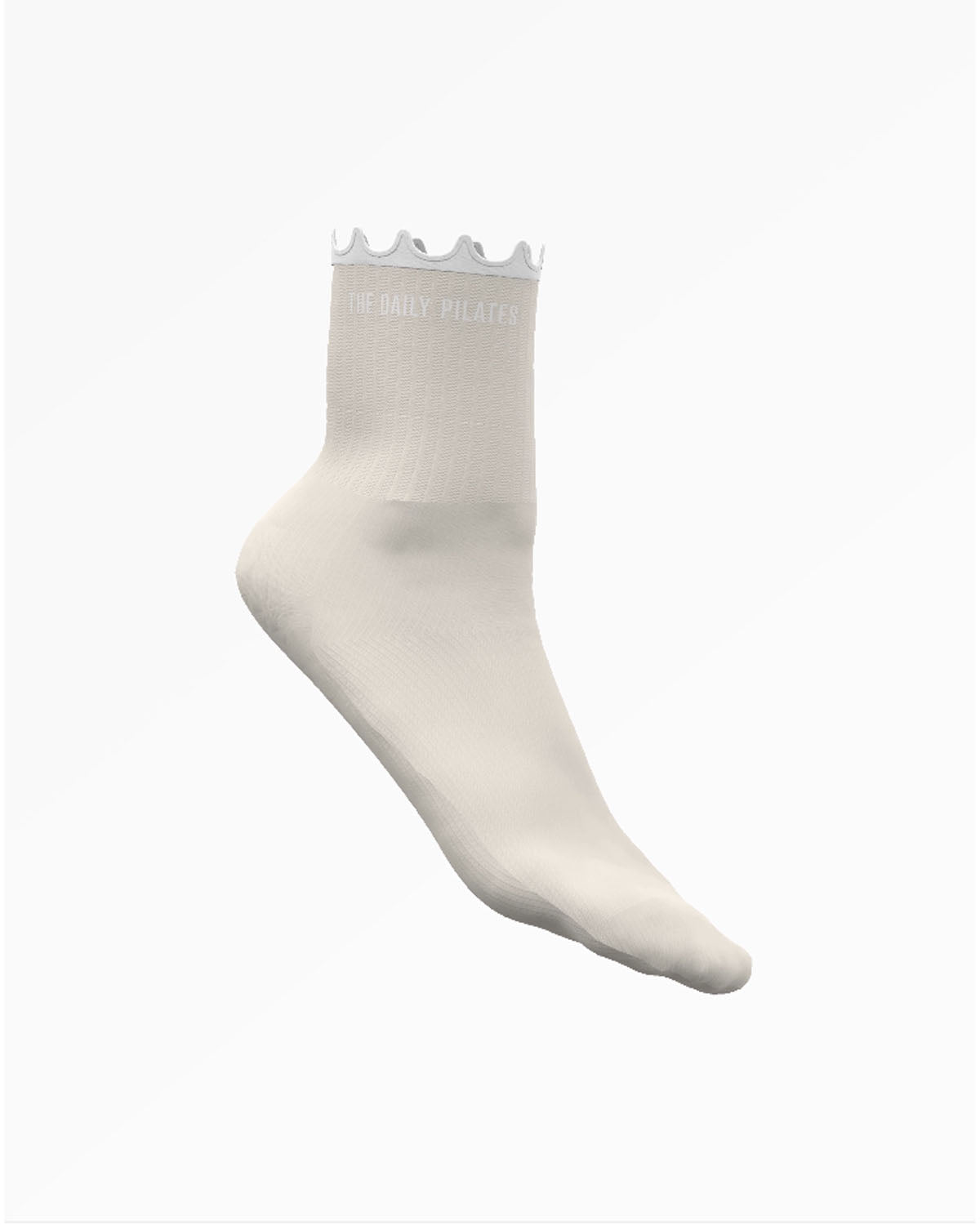 The Daily Pilates  3/4 Crew Sock - Off White - Ruffle