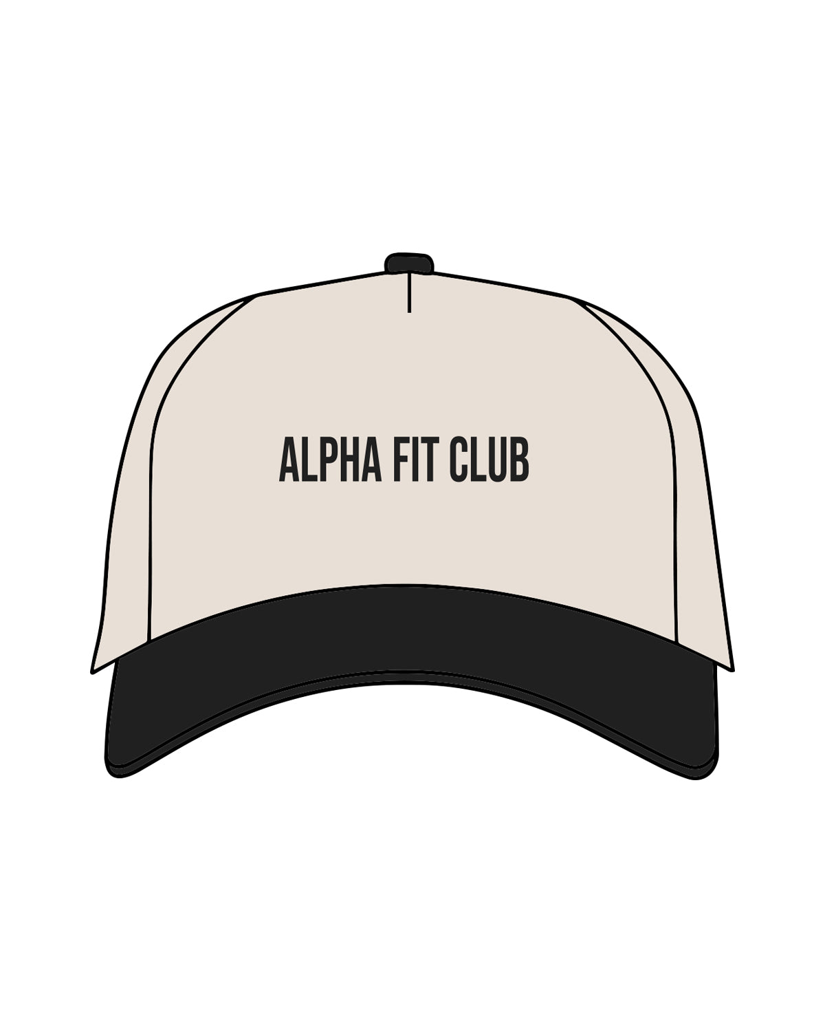 The Canvas Cap - Natural / Black - Alpha Fit - Front Text - Embroidered - Black