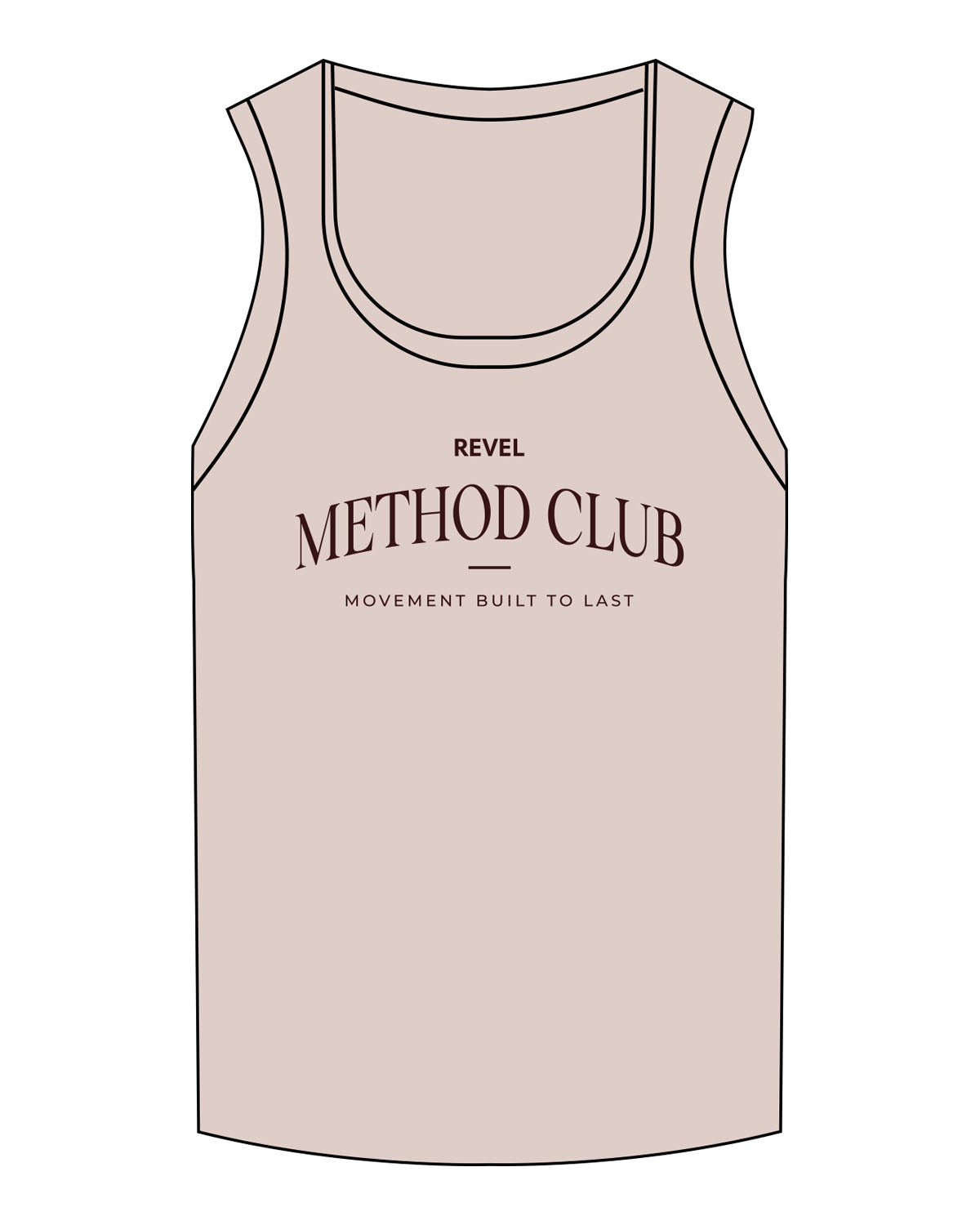 The Micro Rib Full Length Tank - Taupe Heather - Revel Method - Center Chest Stacked - Back Neckline - Printed - Maroon