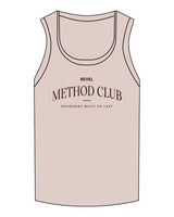 The Micro Rib Full Length Tank - Taupe Heather - Revel Method - Center Chest Stacked - Back Neckline - Printed - Maroon
