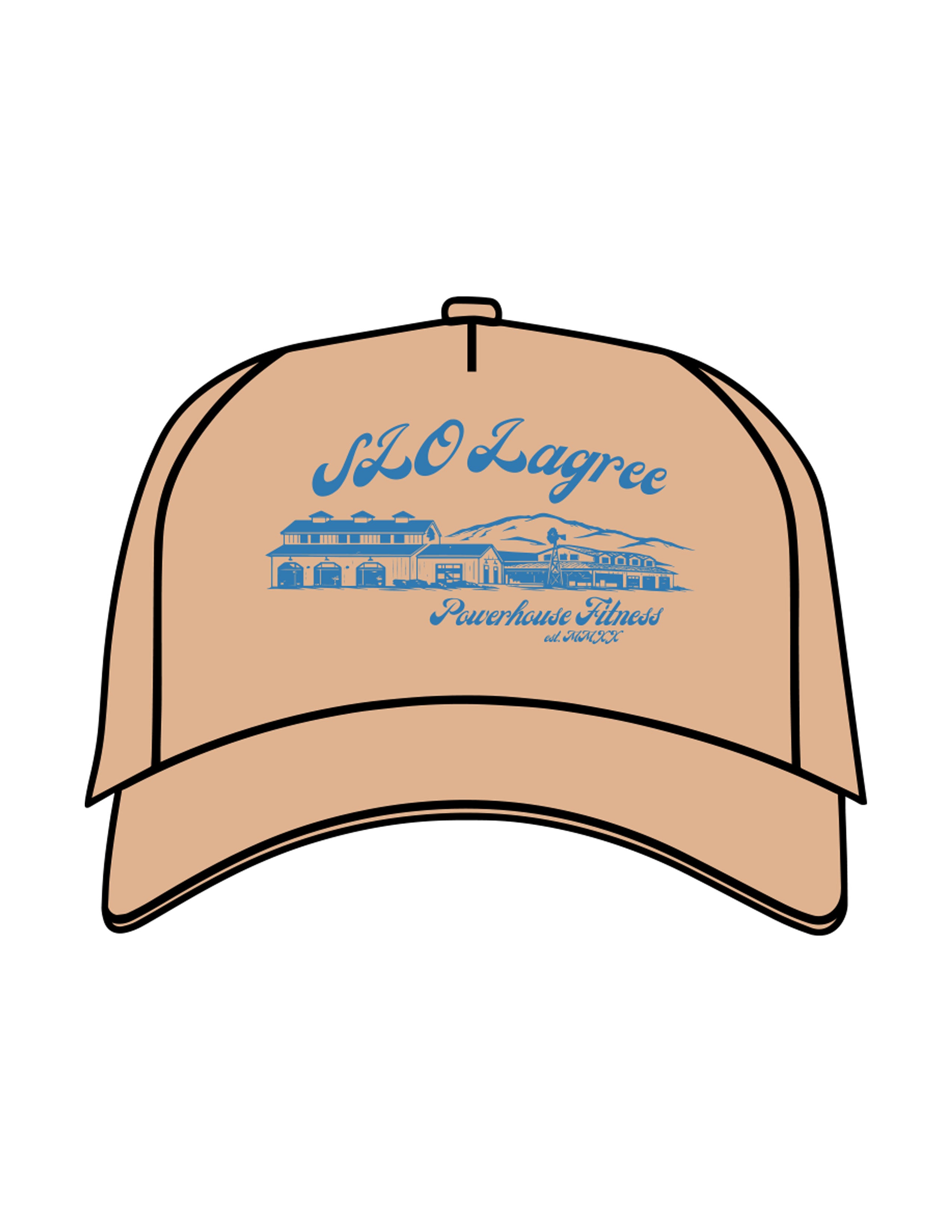 The Foam Trucker - Khaki - Powerhouse Fitness - Center Crown "LAGREE" - Printed - Blue