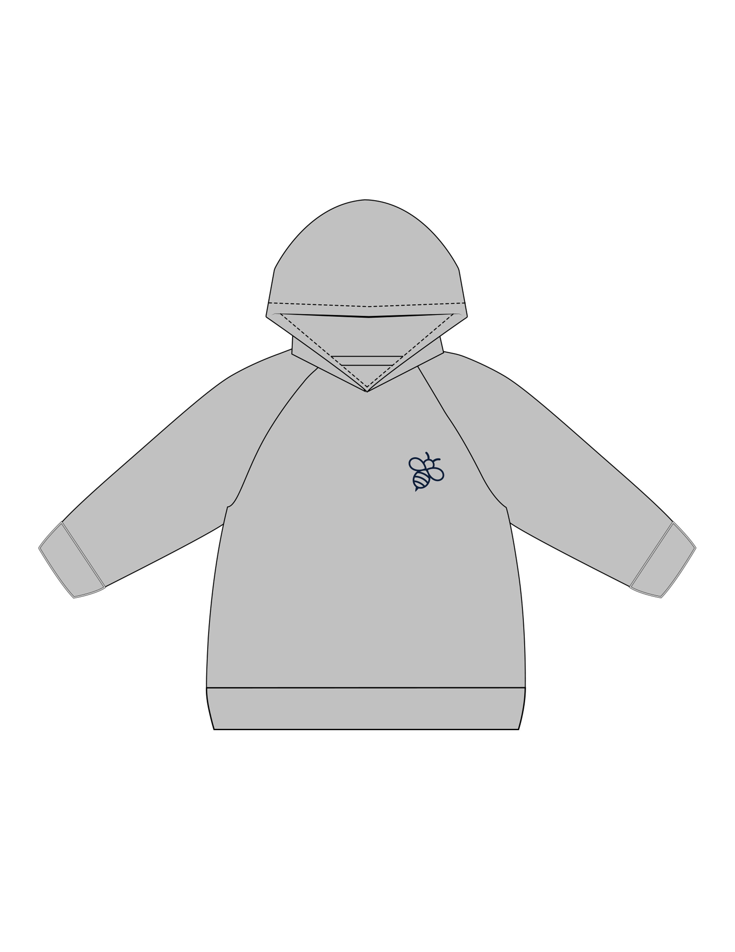 The Kids Hoodie - Heather - The Hive - Left Chest & Back Stacked - Printed - Navy