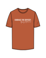 The Mens Tee - Copper - Odyssey Performance - Center Chest Stacked - Printed - White