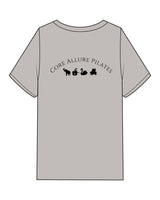 The Womens Oversized Tee - Shadow - Core Allure Pilates - Left Chest Arc - Back Center - Printed - Black