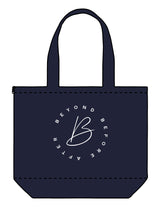 The Zipper Tote Bag - Navy - Caroline Drury - Center Body Round - Printed - White