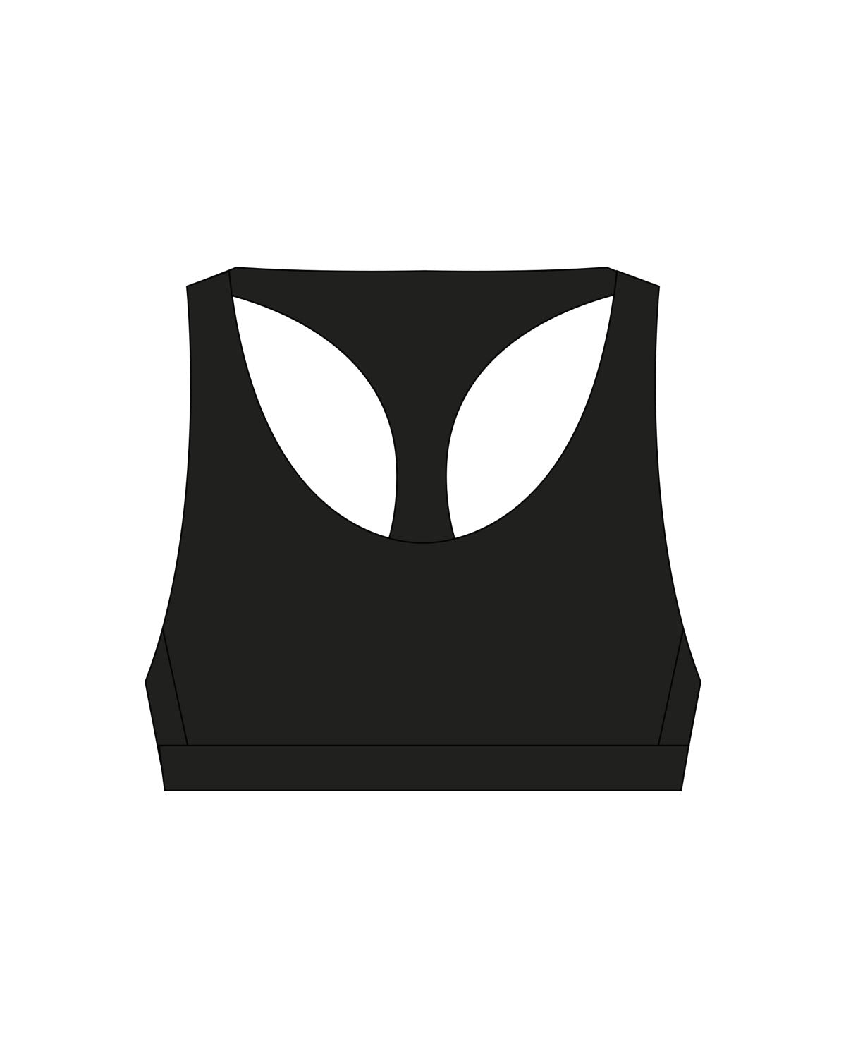 The Racer Bra - Black  - Utilita Active - Back Center - Printed - White