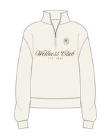 The Womens 1/4 Zip - Off White - Body Talk Pilates - Center Chest Stacked - Printed - Left Chest - Embroidered - Chocolate