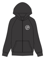 The Mens Zip Hoodie - Washed Black - Anthem Church - Left Chest & Back Stacked - Printed - White