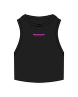 The Ribbed Crop Tank - Black - Mad House - Center Chest - EMB - Pink