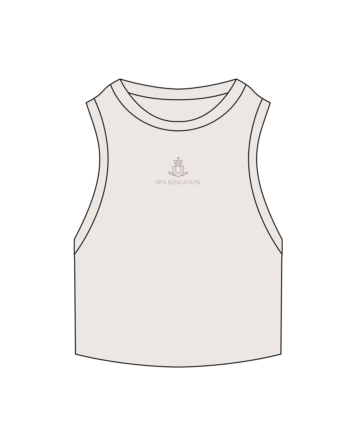 The Ribbed Crop Tank - Bone - Spa Kingston - Center Chest - Embroidered - Tone on Tone