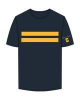 The Mens Tee - Navy - Bodi - Center Chest - Left Sleeve - Back Center - Printed - Gold