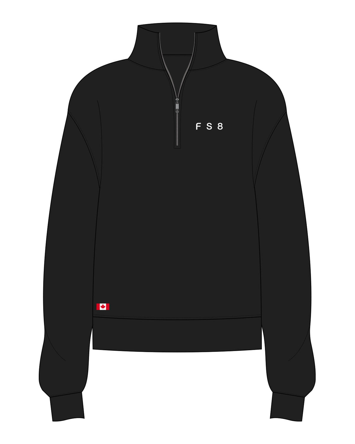 The Womens 1/4 Zip - Black - FS8 West District - Left Chest - Bottom Right - Embroidered - Full Color