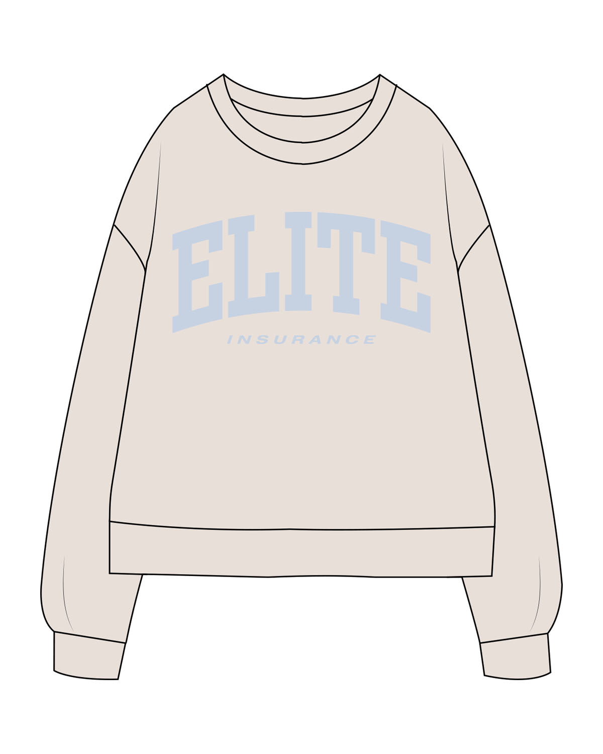 The Recycled Unisex Crewneck - Polar - Elite Insurance - Center Chest Stacked - Printed - Light Blue