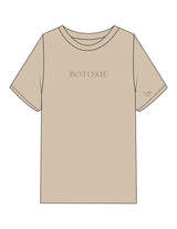 The Mens Heavyweight Tee - Washed Khaki - Botoxie - Center Chest - Left Sleeve & Back Neckline - Printed - Tone on Tone